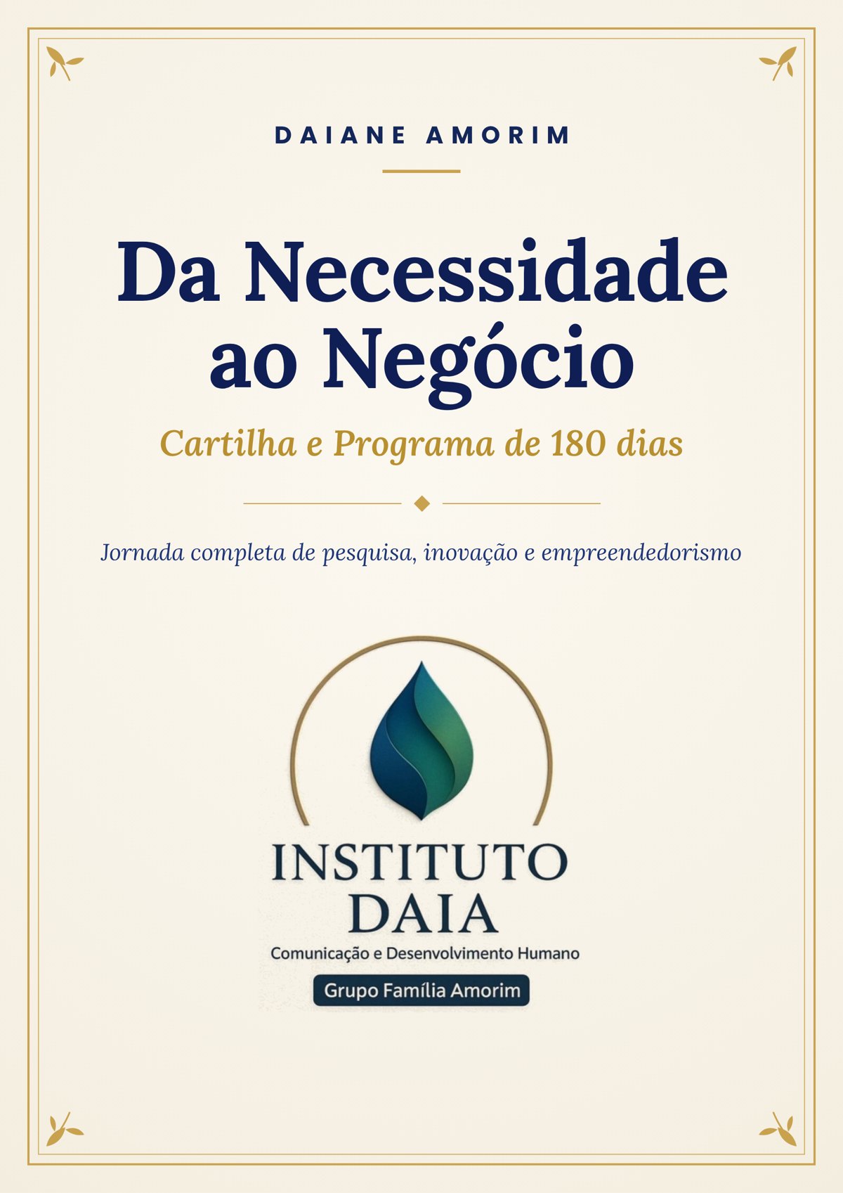 Capa da cartilha Da Necessidade ao Negócio
